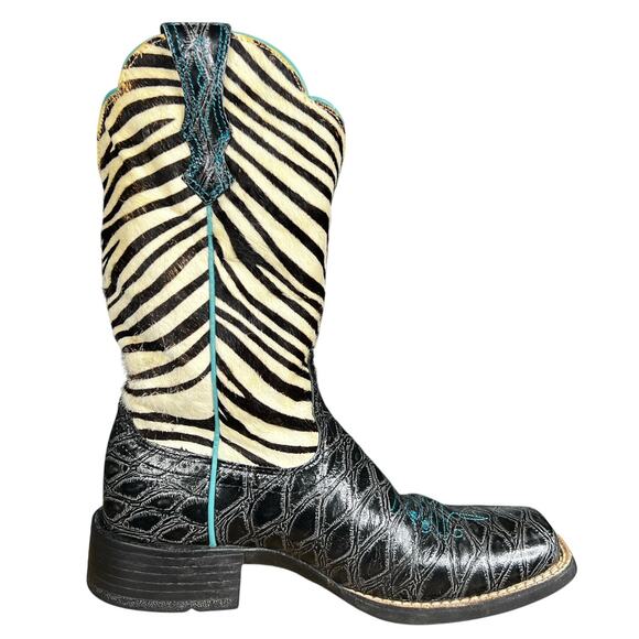Ariat Women’s QuickDraw Black Zebra Western Cowgirl Boot Size US 6 - Picture 4 of 10